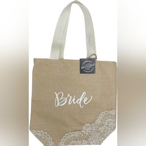 Bride Tote Bag Burlap and Lace